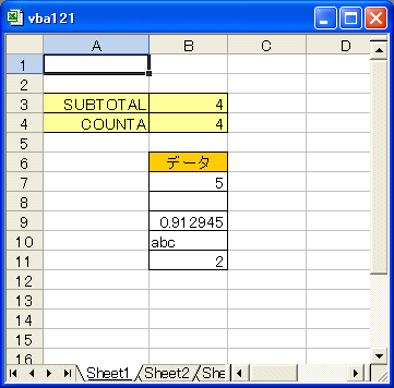 入力セルのカウント結果